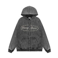 Distressed Washed Hooded Jacket Men's Punk Trendy