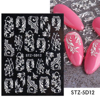 Three-dimensional Carved Rose Pattern Relief Nail Ornament
