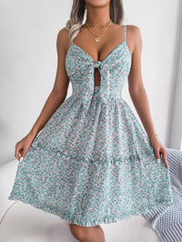 Women   Elegant Floral Print Tie Waist Flowy Dress