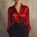 Solid-color Casual Loose-fit Women's Shirt