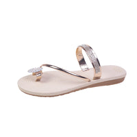 Outerwear Floral Rhinestone Flip-Flops Fairy Style Flat Sandals Two-Way Wear