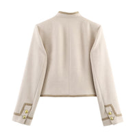 Design Padded Shoulder Rope Knot Button Jacket Coat