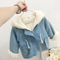 South Korea Rabbit Ears Fleece-lined Thickening Denim Jacket