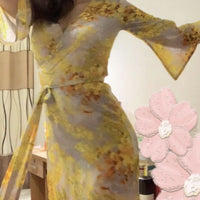 Retro French-style One-piece Wrap-around Vacation Beach Dress