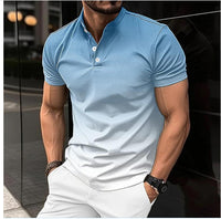 European And American Stand Collar Gradient Casual Golf Short Sleeve