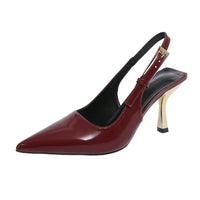 Fairy-style Stiletto-heel Pointed-toe Open-back Closed-toe Sandals