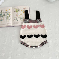Baby's Western Style Love Long-sleeved Coat Knitted Suspender Romper