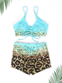 Women's Versatile Casual Split Print Swimsuit Set