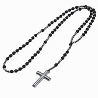 Cross Pendant Tigers Eye Lapis Lazuli Matte Agate Hematite Necklace
