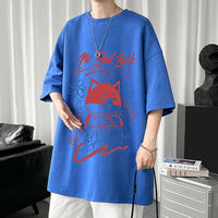 White Half Sleeve Cute Cat T-shirt Top