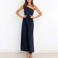 Temperament Commute Solid Color Lace-up Jumpsuit For Women