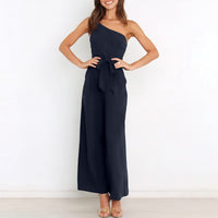 Temperament Commute Solid Color Lace-up Jumpsuit For Women
