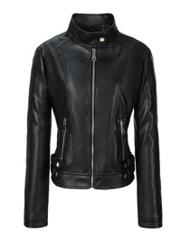 Plus-size Womens Slim-fit Stand-up Collar Jacket