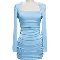 Spring Long-sleeve Pleated Bodycon Skirt