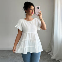 Sleek Stylish Ruffled-edge Short-sleeve T-shirt