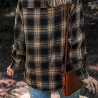 Women's Multi-color Retro Plaid Double-layer Flip Pocket Shirt