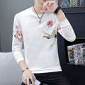 Round Neck Sweater Chinese Style Men's Crane Embroidery Bottoming Shirt