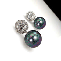 Elegant Dainty Pearl Stud Earrings Adorned With Zircons