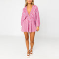 Shirt Slimming Casual Loose Deep V Wide Leg Short Jumpsuit