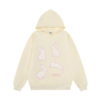 Creative Bunny Patch Embroidered Hoodie