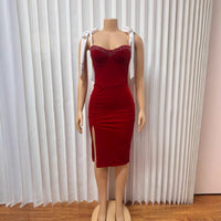 New Shoulder-strap Strapless Velvet Evening Gown Dress