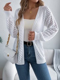 Women Casual Solid Color Hollow Out Long Sleeve Cardigan Sweater