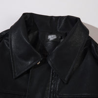 Men's Casual American Style Loose Flying PU Leather Jacket Coat