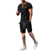 Color Matching Short-sleeved Shorts Two-piece Casual