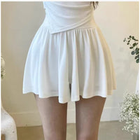 Fashionable Sexy Off-Shoulder Bow-Trimmed Asymmetrical Hem Long-Sleeve Top And Pants Set