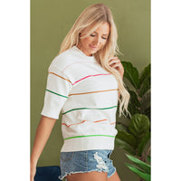 Color Contrast Patchwork Round Neck Sweater