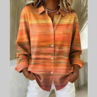 Womens Printed Long-Sleeve Casual Loose Shirt Top
