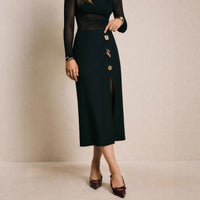 Womens Hip-hugging Skirt With A Slit Design