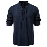 Men's Casual Long Sleeve Drawstring Design T-shirt