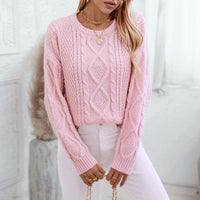 Round-neck Pullover Retro Cable Knit Sweater