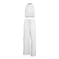 Women's White Sleeveless Tank Top And Wide-leg Pants