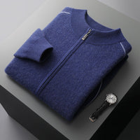 Men's Cashmere Sweater Thick Heavy Half Turtleneck Zipper