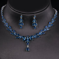Elegant Long Horse-Eye Waterdrop Zircon Platinum Necklace
