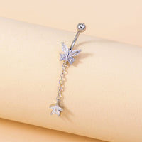 Temperament Micro-inlaid Tassel Long Butterfly Belly Button Nails