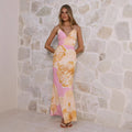 Printed Mid-Waist V-Neck Slip Dress For Women