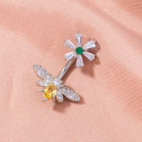 Colored Flower Bee Zircon Belly Button Ring