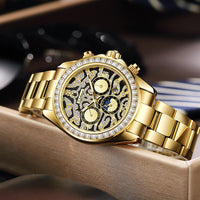 Multi-functional Sun Moon Star Calendar Waterproof Automatic Mechanical Watch Men