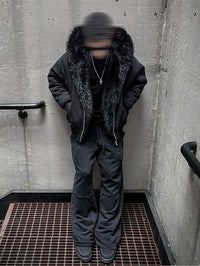Double-sided Wear Short Wide BOXY Mountain Carved Cotton Jacket Jacket