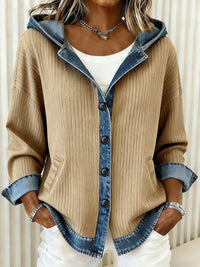 New Womens Trendy Plaid Contrast-color Jacket