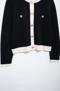 Golden Single-breasted Long Sleeve Knitted Outer Sweater