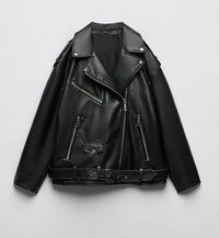 Women's Faux Leather Retro Biker's Leather Coat