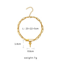 Stainless Steel Gold Double Key Pin Lock Anklet