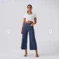 Womens Stretch High-Waist Elegant Slimming Wide-Leg Pants