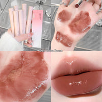 Solid Lip Gloss Water Light Mirror Press Lipstick
