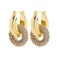 Fashionable Light-luxury Fully Diamond-encrusted Copper-plated Oval Earrings For Women