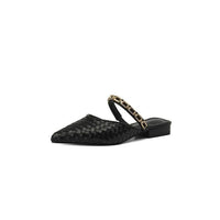 Chain-style Strappy Pointed-toe Low-heeled Flat Sandals